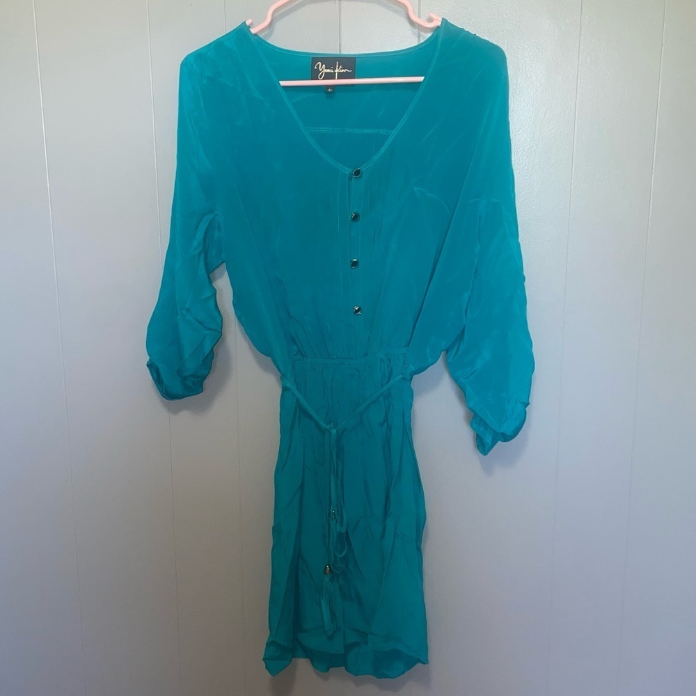 Yumi Kim Lizzie Teal 100% Silk Dress Small